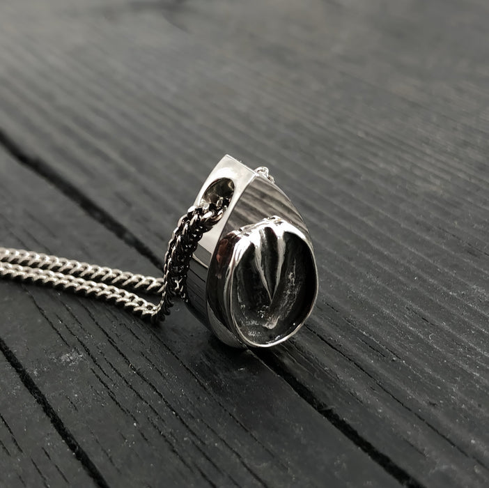 Barefoot Horse Hoof Cremation Ash Urn Pendant Necklace - Bronze and Stainless Steel - Custom Engraved Personalised Equine Bereavement Gift