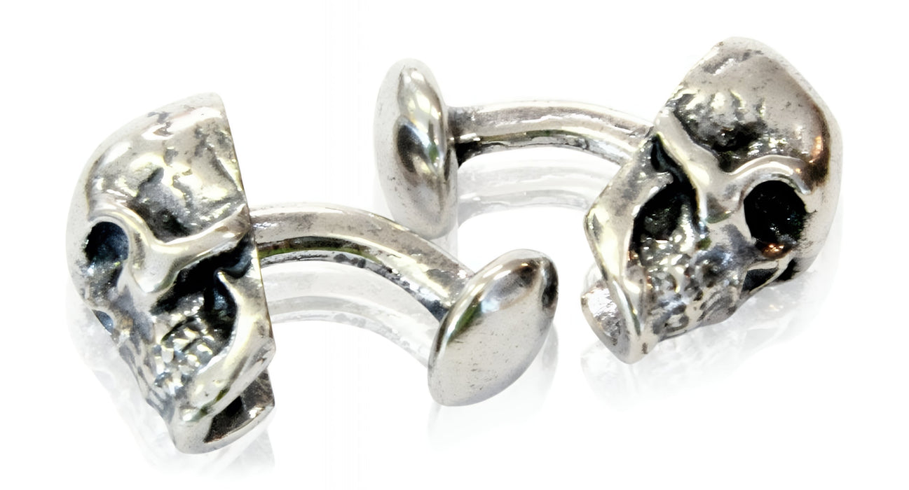 Skull Cufflinks Silver Human Skull Cuff links - Moon Raven Designs