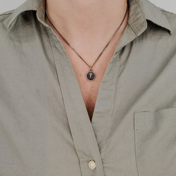 African Lion Charm Necklace - Solid 925 Sterling Silver - Courage Strength Gift for Her - Multiple Chain Options