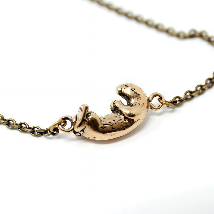 Floating Otter Charm Necklace - Moon Raven Designs