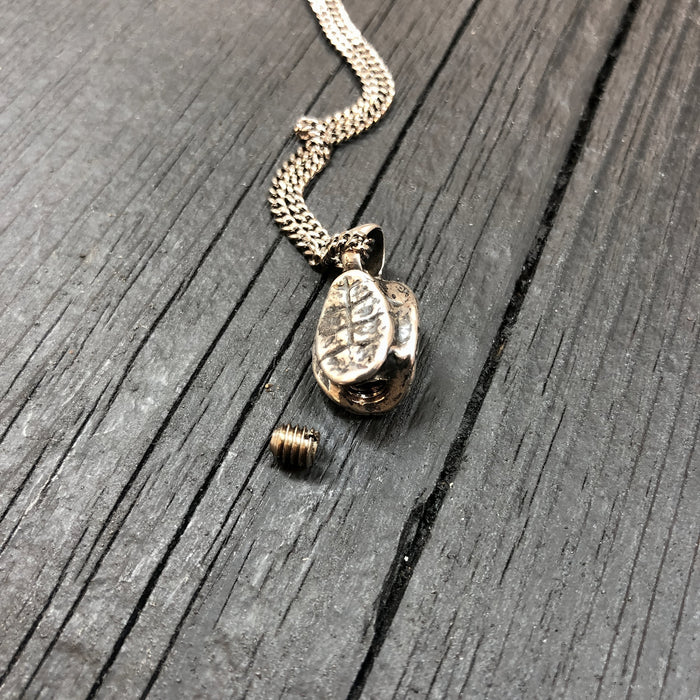 Turtle Shell Cremation Urn Necklace  in Solid Sterling SilverTerrapin Bereavement Memorial Gift