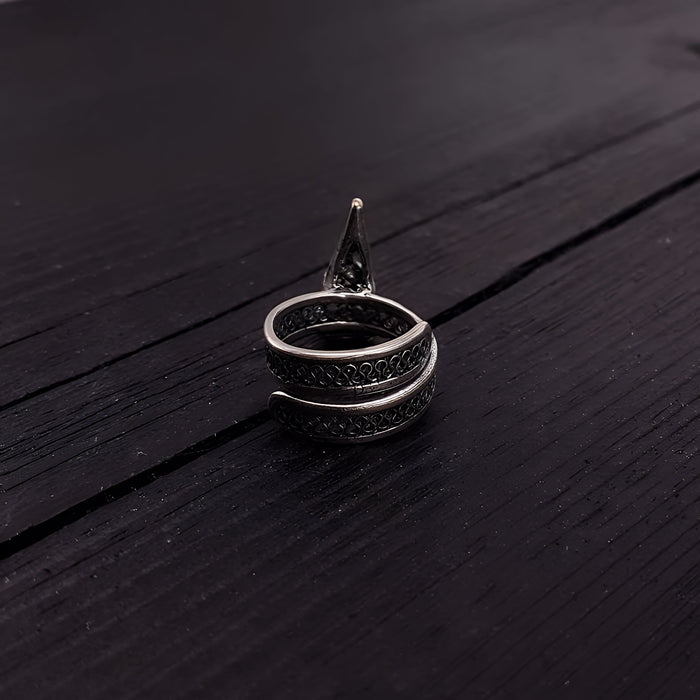 Silver Raven Skull Wrap Ring Sizes 4 to 13 Solid Hand Cast Silver Plated Bronze - Moon Raven Designs