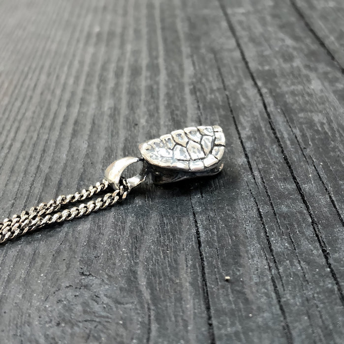 Turtle Shell Cremation Urn Necklace  in Solid Sterling SilverTerrapin Bereavement Memorial Gift
