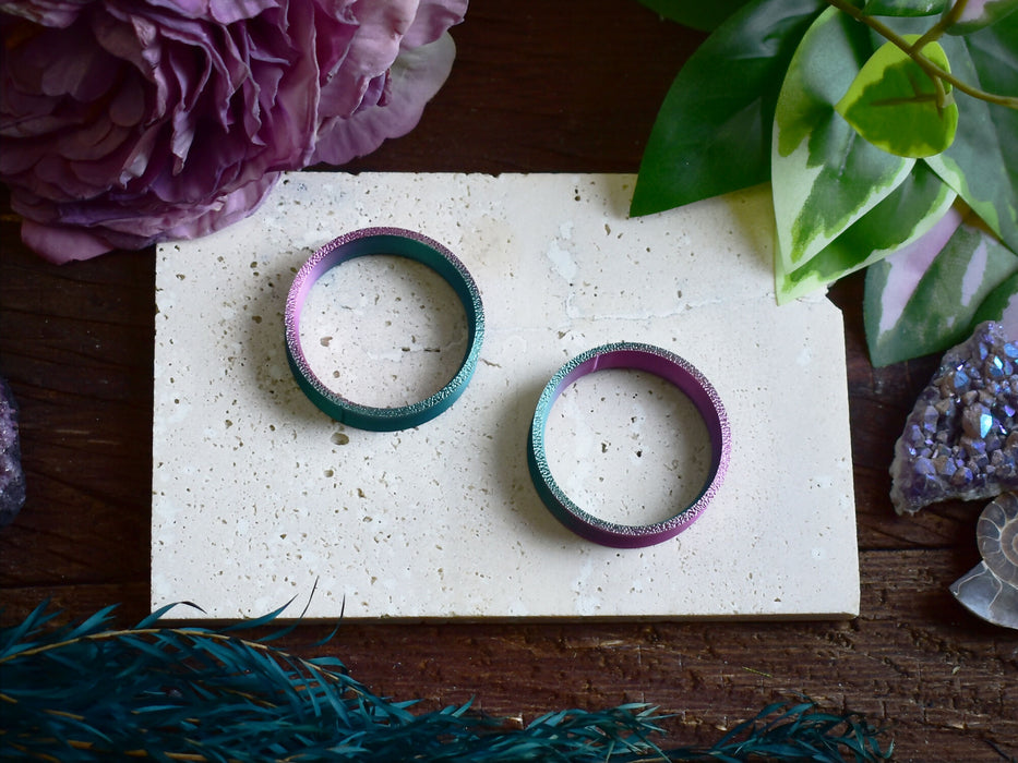 Ear Tunnels 10-100mm Green Purple | Pair | Ultra Light Thin-wall Ear Plugs | Gauge Earrings | Gauged Plugs