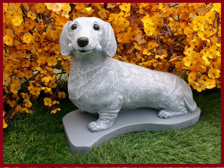 Concrete Dachshund Dog Statue Garden Decor, Pet Loss Memorial gift for any reason