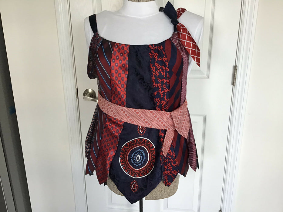 Silky upcycled sleeveless top from mens ties (XS-L), Reversible front to back