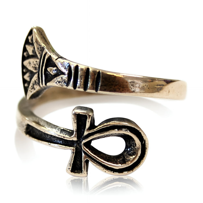 Sterling Silver Ankh Ring – Ancient Egyptian Eternal Life Band by Moon Raven Designs