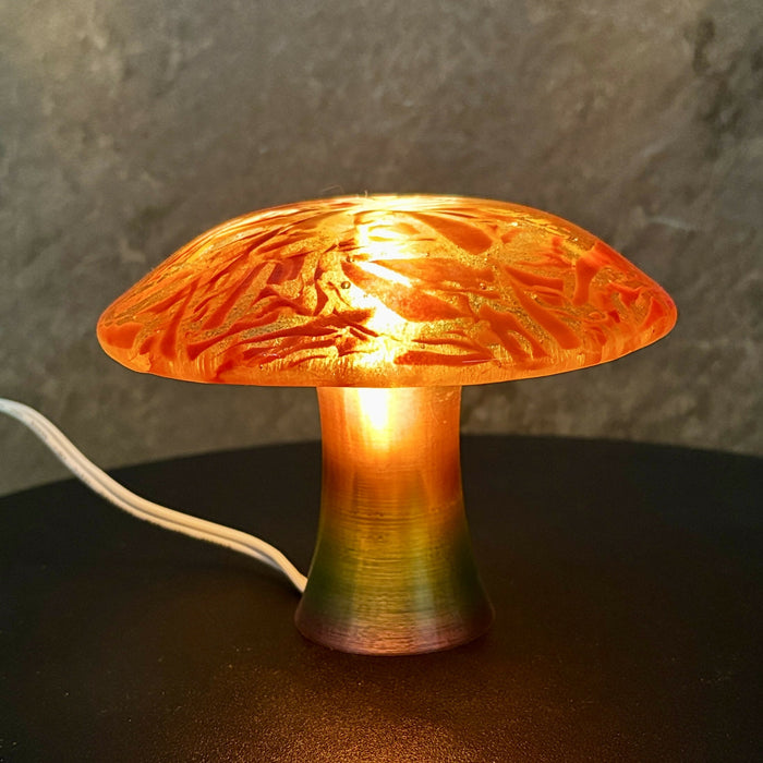 Fused Glass Mushroom Light - Red, Orange, Pink