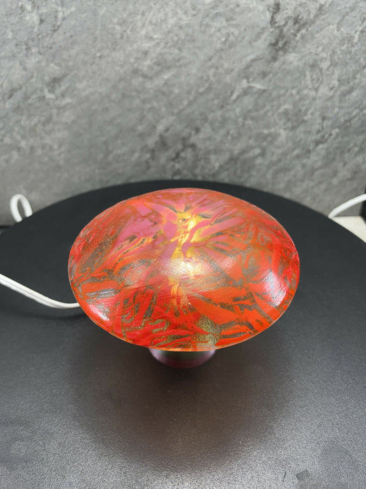 Fused Glass Mushroom Light - Red, Orange, Pink