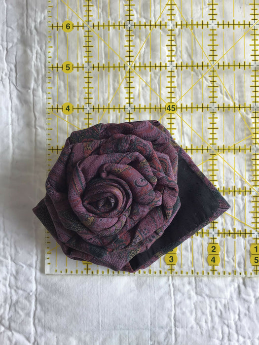 Upcycled tie brooch, necktie rose pin