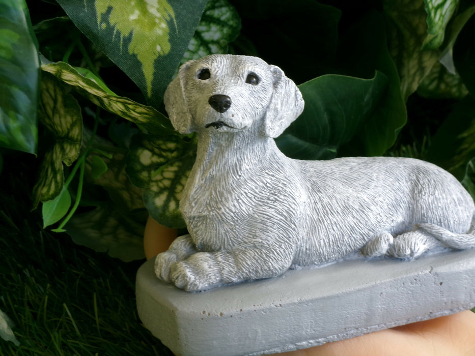 Dachshund Concrete Urn Decoration Figurine 2-1/2 x 5-1/4 x 3-1/2" high