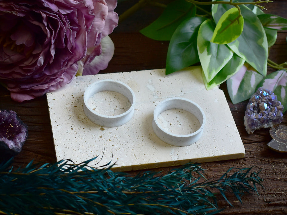 Ear Tunnels 10-100mm White Marble | Pair |Ultra Light Thin-wall Ear Plugs | Gauge Earrings | Gauged Plugs