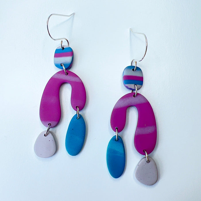 Berry Burst Abstract Dangle Earrings