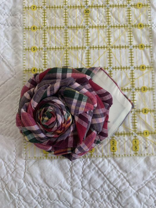 Upcycled tie brooch, necktie rose pin