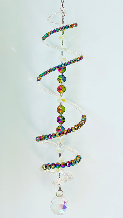 Kaleidoscope – Metallic Rainbow Spiral Crystal Suncatcher