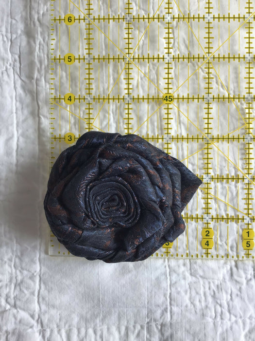 Upcycled tie brooch, necktie rose pin