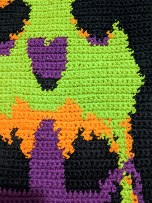 Close-up photograph of the pattern sample's skull from a different angle.