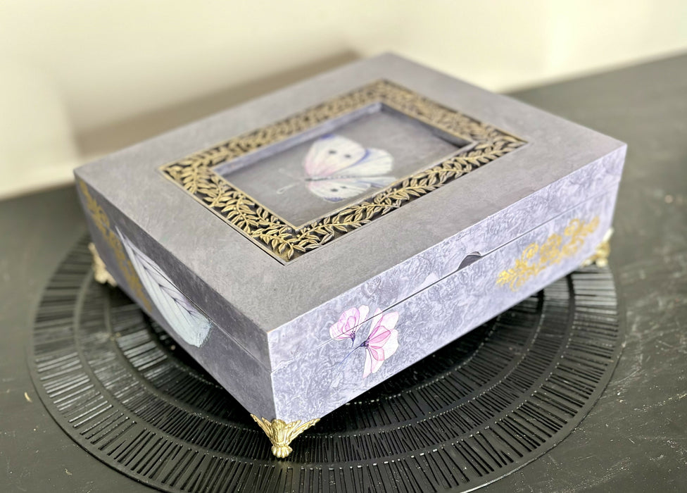 Violet Painted Vintahe Jewelry Box