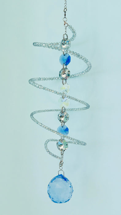 Silver Tides – Spiral Bead Crystal Suncatcher