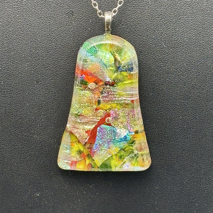 Fused Dichroic Glass Pendent - Collage of colors…