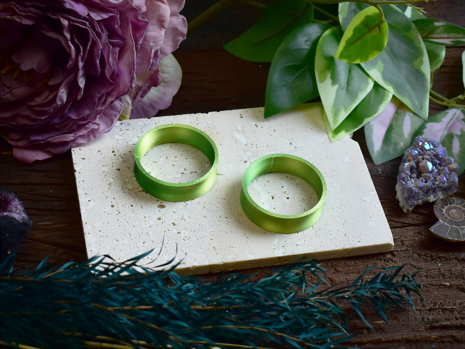 Ear Tunnels 10-100mm Green Yellow | Pair | Ultra Light Thin-wall Ear Plugs | Gauge Earrings | Gauged Plugs