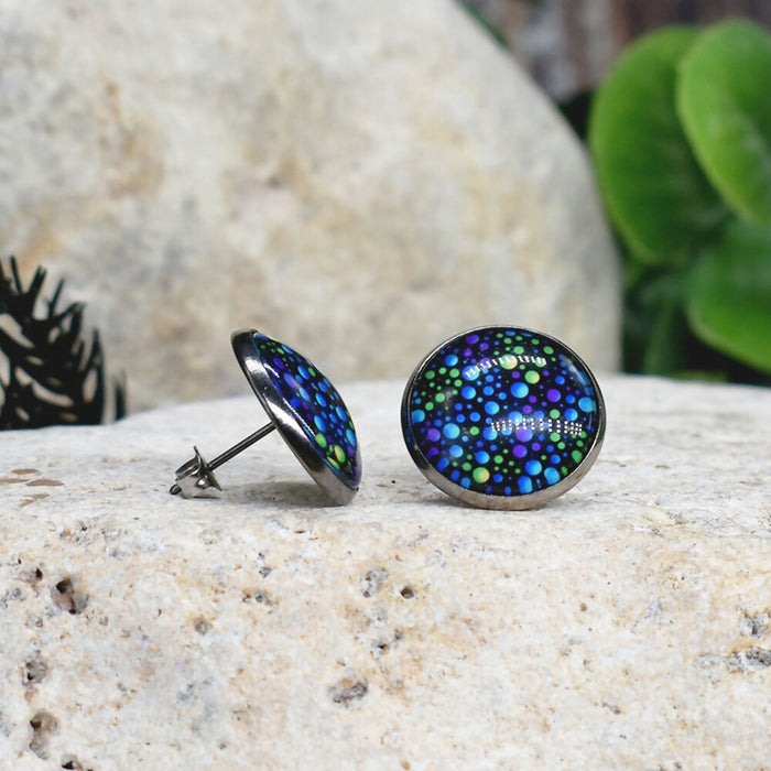 Stud Earrings With Resin Cabochon #305