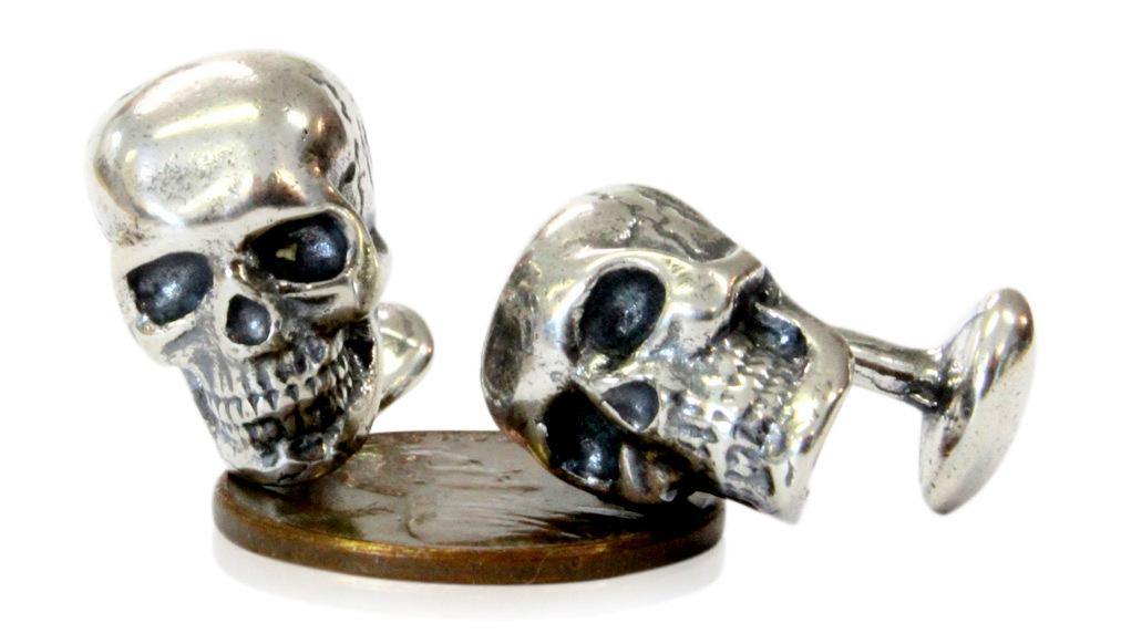 Skull Cufflinks Silver Human Skull Cuff links - Moon Raven Designs