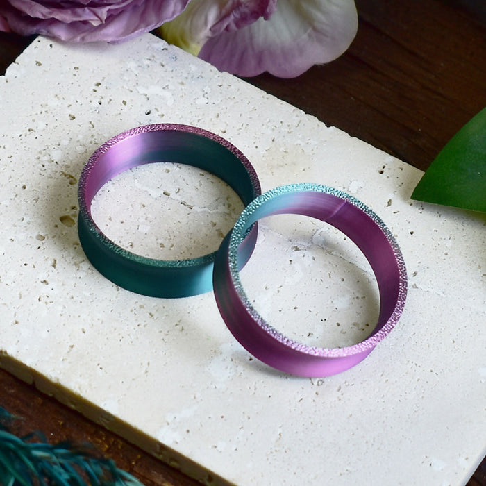 Ear Tunnels 10-100mm Green Purple | Pair | Ultra Light Thin-wall Ear Plugs | Gauge Earrings | Gauged Plugs