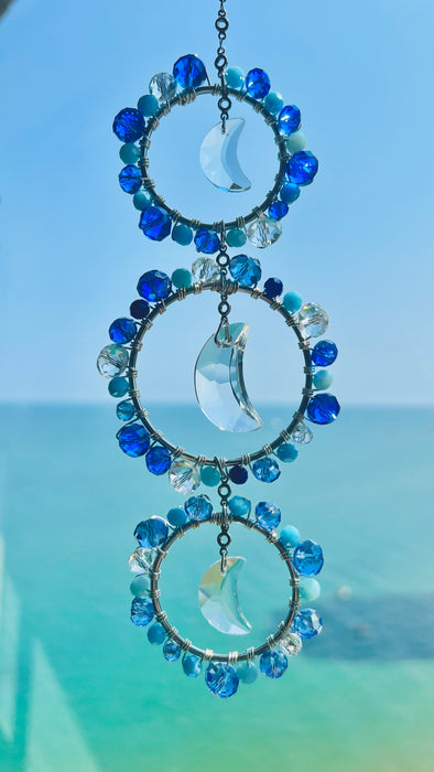 Blue Moon Glass Bead Suncatcher