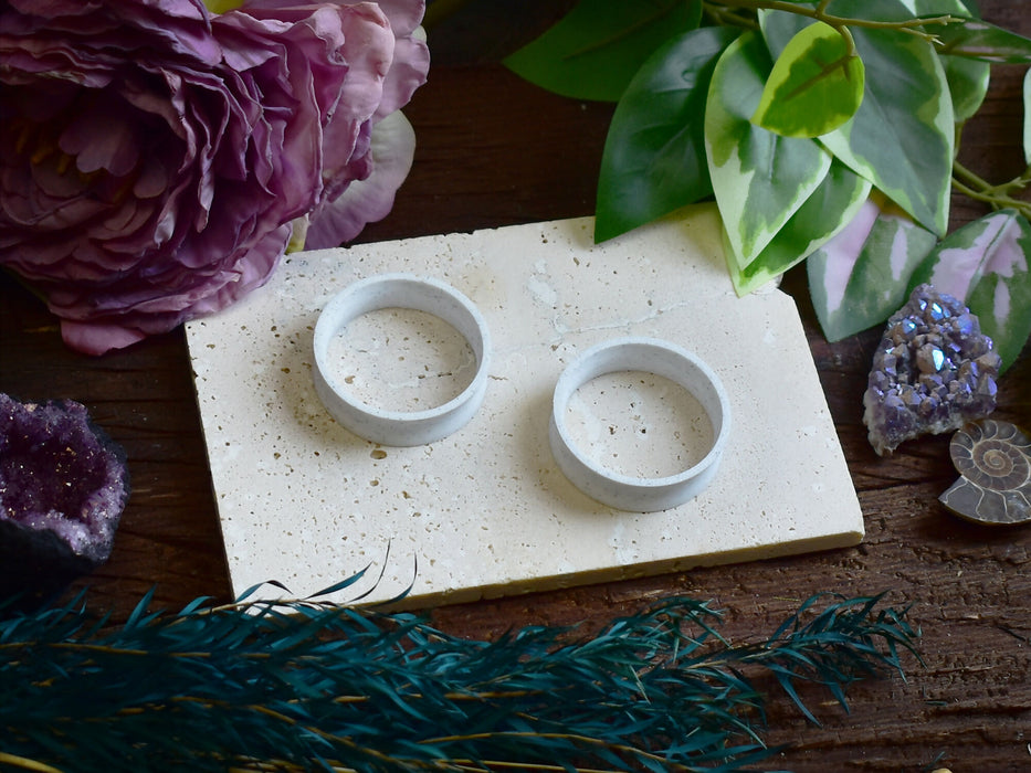Ear Tunnels 10-100mm White Marble | Pair |Ultra Light Thin-wall Ear Plugs | Gauge Earrings | Gauged Plugs