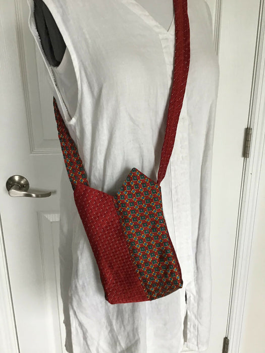 Upcycled Cross body bag purse with adjustable strap