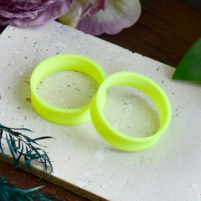Ear Tunnels 10-100mm Neon Yellow | Pair | Ultra Light Thin-wall Ear Plugs | Gauge Earrings | Gauged Plugs