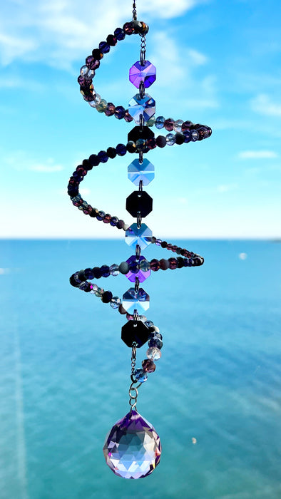 Violet Twilight – Purple Spiral Crystal Suncatcher