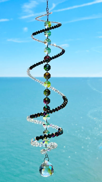 Kaleidoscope – Metallic Rainbow Spiral Crystal Suncatcher
