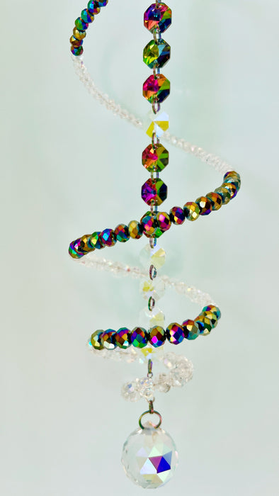 Kaleidoscope – Metallic Rainbow Spiral Crystal Suncatcher