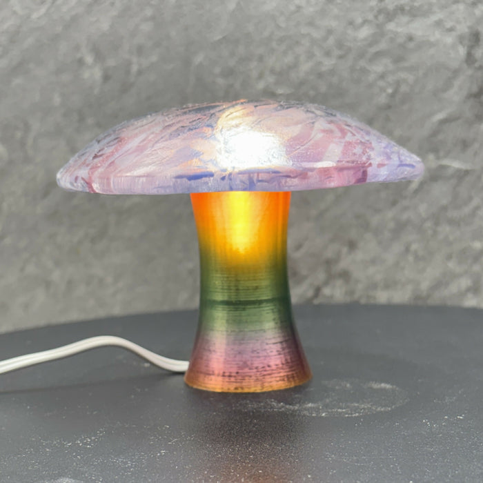 Fused Glass Mushroom Light - Aventurine Blue, Cobalt Blue, Plum