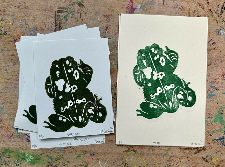 "toad" - block print