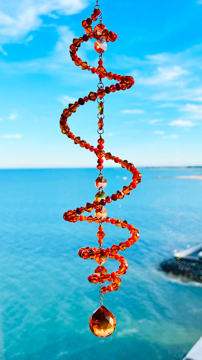 Solar Flare – Orange Spiral Crystal Suncatcher