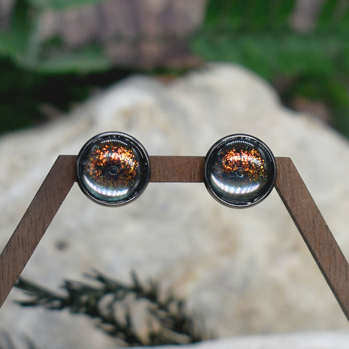 Stud Earrings With Resin Cabochon #267