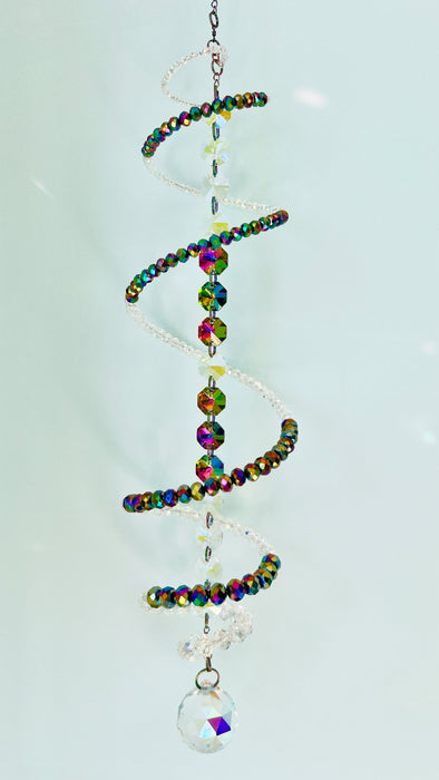 Kaleidoscope – Metallic Rainbow Spiral Crystal Suncatcher