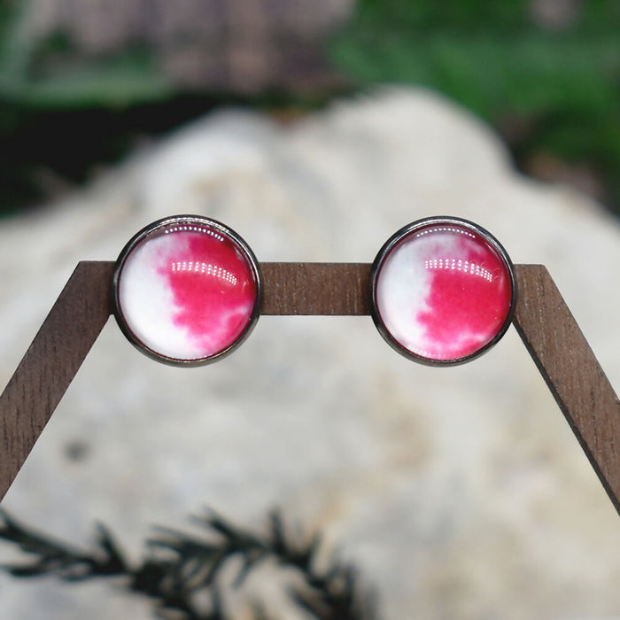 Stud Earrings With Resin Cabochon #247