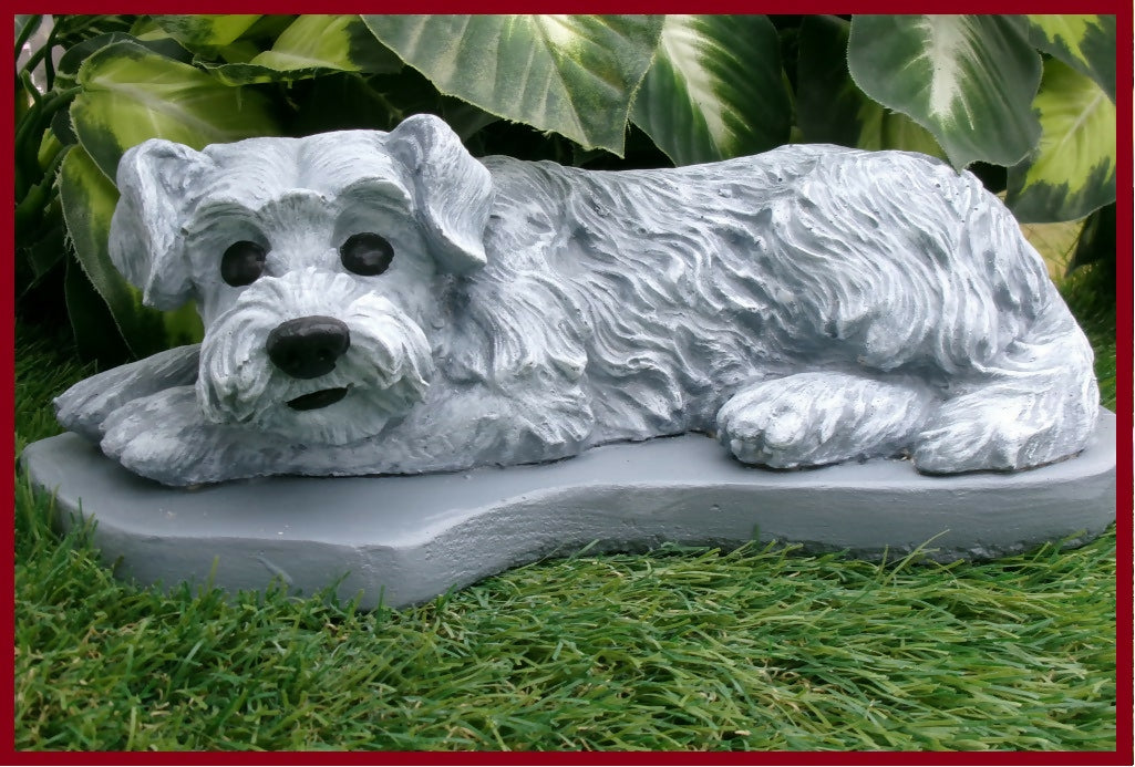 Concrete Schnauzer Dog statue figurine, indoor outdoor Garden Decor, Various Finishes, Pet Loss Gift, Grave Marker, Dog Lovers Gift