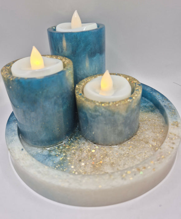 Blue Tealight Trio
