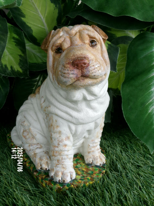 Shar-Pei Dog Concrete Statue 4.75 x 7 x 8" High