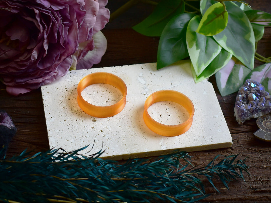 Ear Tunnels 10-100mm Translucent Orange | Pair | Ultra Light Thin-wall Ear Plugs | Gauge Earrings | Gauged Plugs