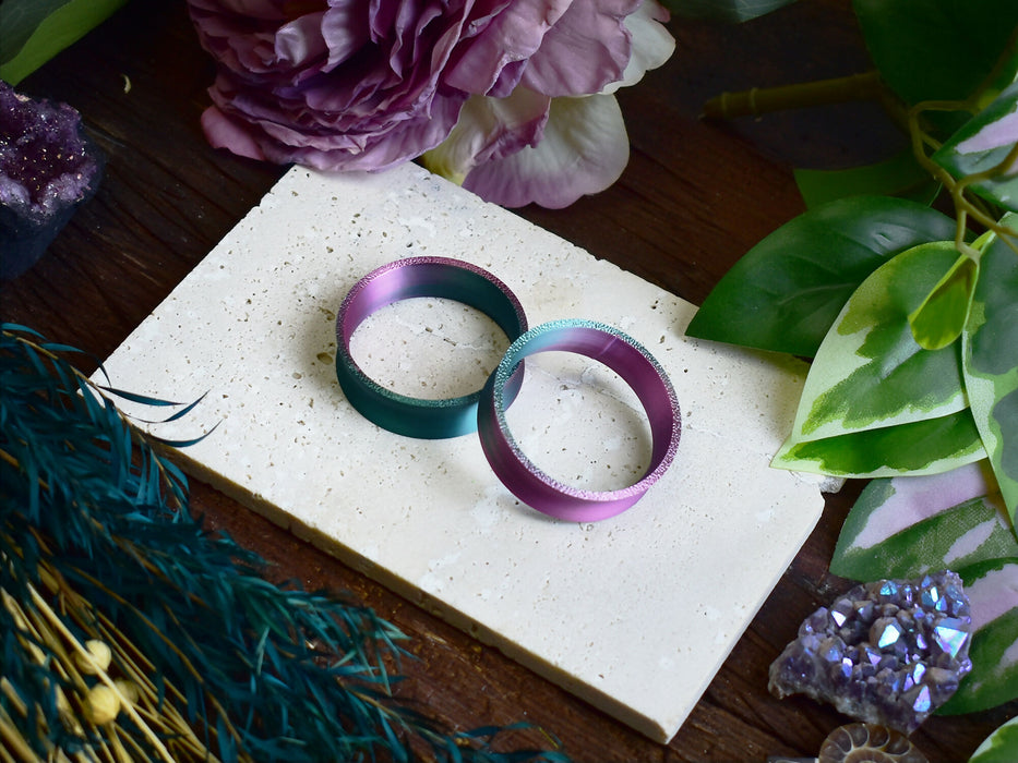 Ear Tunnels 10-100mm Green Purple | Pair | Ultra Light Thin-wall Ear Plugs | Gauge Earrings | Gauged Plugs