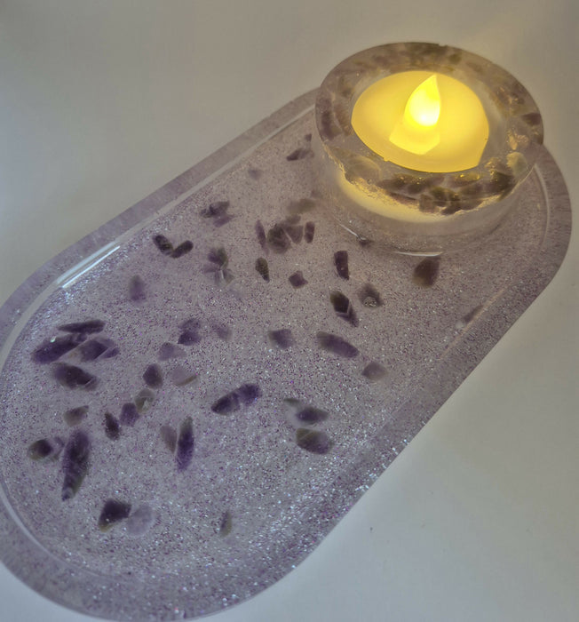 Amethyst Crystal Tealight Tray