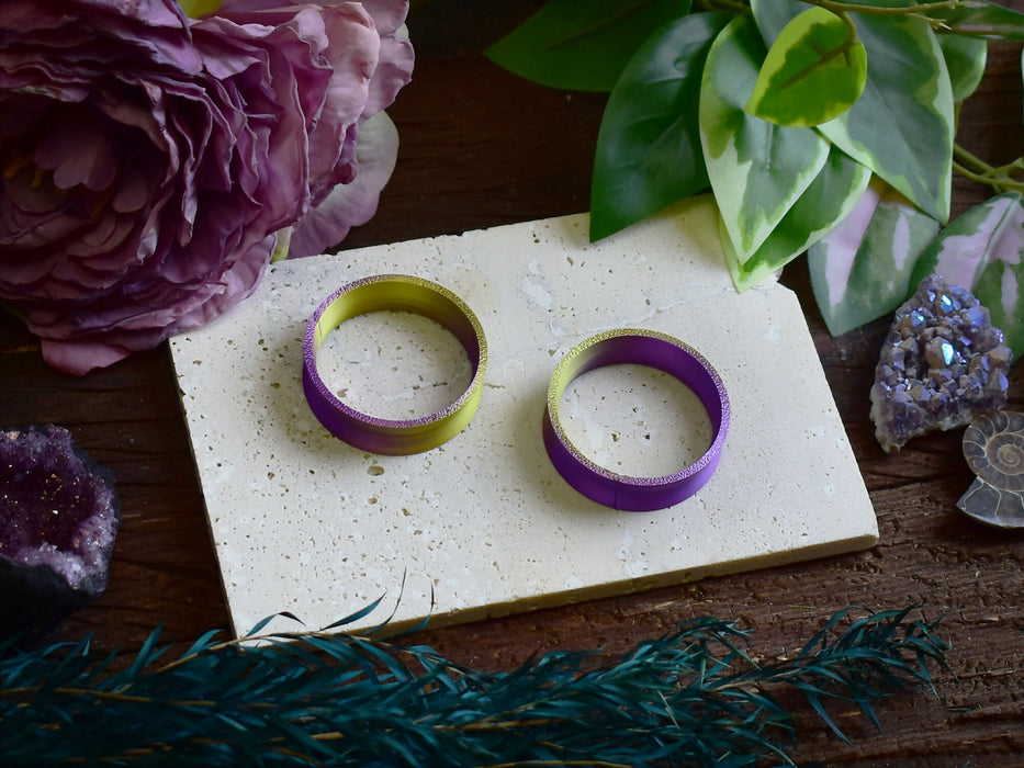 Ear Tunnels 10-100mm Yellow Purple | Pair | Ultra Light Thin-wall Ear Plugs | Gauge Earrings | Gauged Plugs
