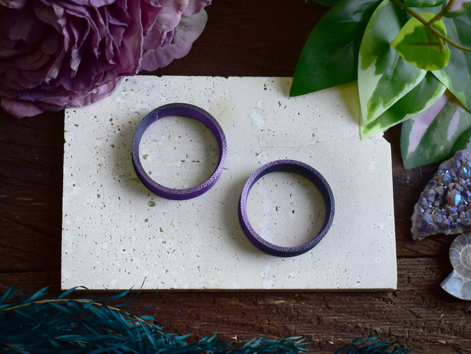 Ear Tunnels 10-100mm Black Violet | Pair | Ultra Light Thin-wall Ear Plugs | Gauge Earrings | Gauged Plugs