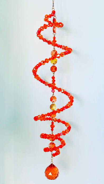 Solar Flare – Orange Spiral Crystal Suncatcher